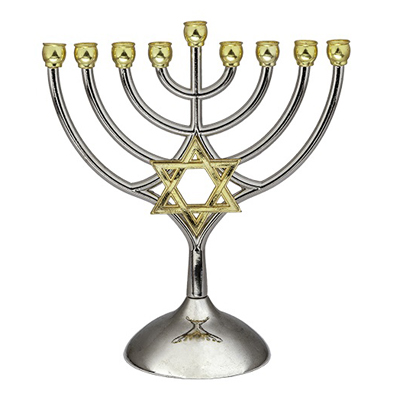 Hanoukia en métal Magen David couleur or 
