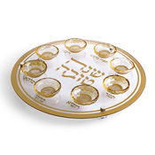 Plateau de Roch Hachana sur pieds en verre et cristal