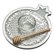 Plat à miel Luxe de Roch Hachana en verre forme grenade