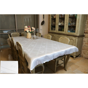 Grande nappe blanche rectangulaire 140 x 220 cm - Motifs avec bandes